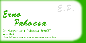 erno pahocsa business card